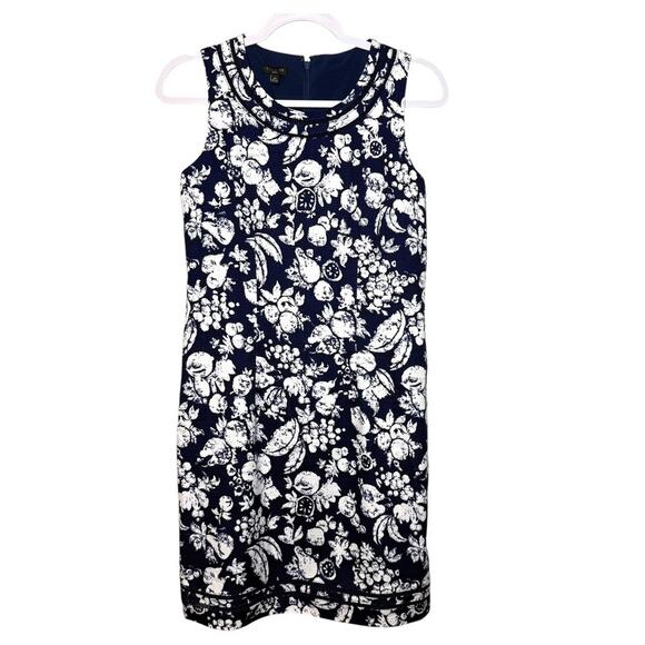 Talbots Dresses & Skirts - Talbots Mixed Fruit Textured Shift Sleeveless Dress Women 2P Navy Summer